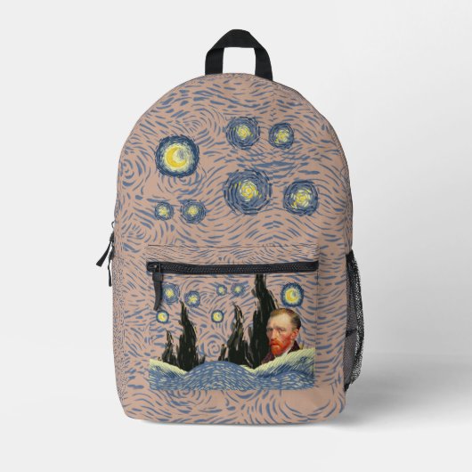 Limited Edition Van Gogh Starry Night Backpack: Pe Bedrukte Rugzak (Voorkant)