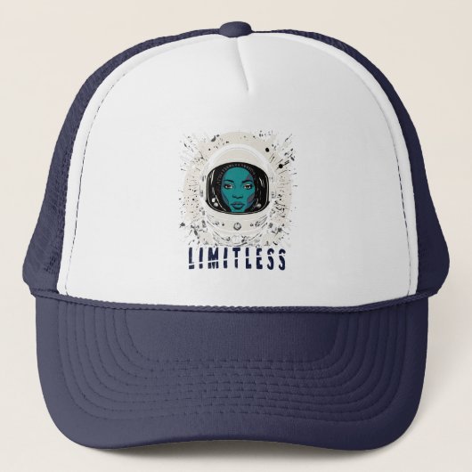 Limitless Astronaut Girl Trucker Hat Trucker Pet (Voorkant)