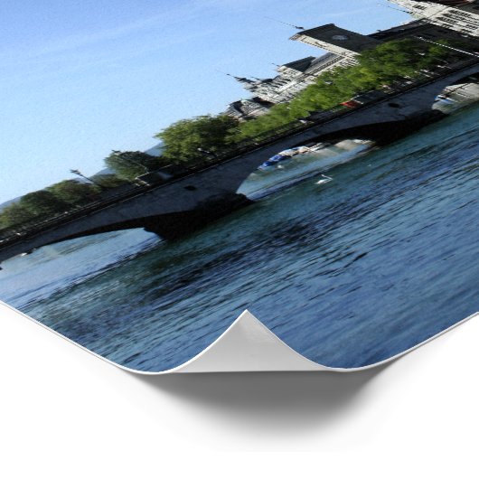 Limmat River in Zürich Poster (Hoek)