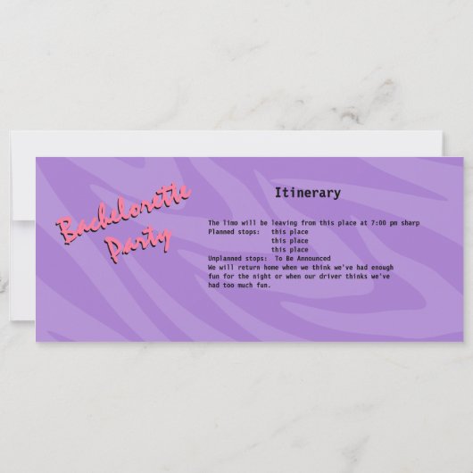 Limo Bachelorette Party Kaart (Achterkant)