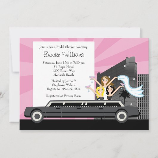 Limo Bridal Shower Invitation Kaart (Voorkant)