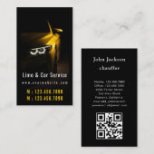 Limo & Car Service Moderne Gouden Limousine QR-cod Visitekaartje (Voorkant / Achterkant)