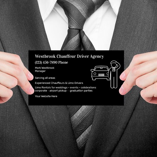 Limo-chauffeur en chauffeursdienst visitekaartje
