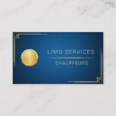 Limo Driver en Chauffeur Service Blauw leer QR Visitekaartje (Voorkant)