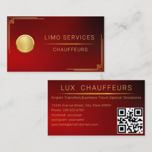 Limo Driver en Chauffeur Service Rode QR-code Visitekaartje