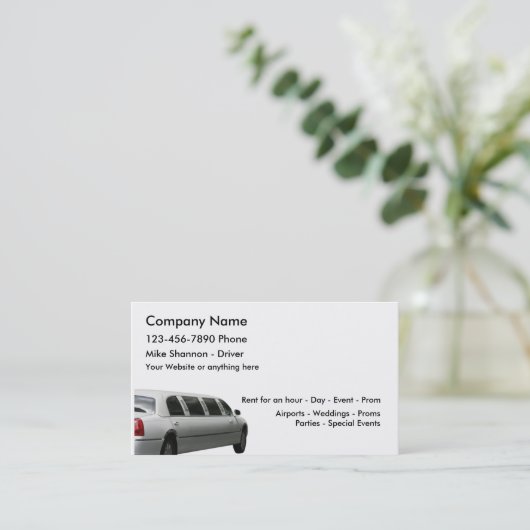 Limo Huur- en bestuurdersservice Visitekaartje (Staand voorkant)
