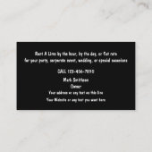 Limo-huurdienst Visitekaartje (Achterkant)