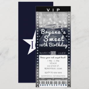 Limo in de City Night VIP-feestticketuitnodiging Kaart