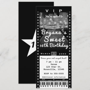 Limo in de stad Black & White Party Ticket uitnodi Kaart