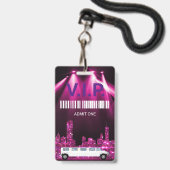 Limo Pas Feestpas, VIP, Uitnodiging, glitter Badge (Voorzijde met lanyard)