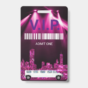 Limo Pas Feestpas, VIP, Uitnodiging, glitter Badge