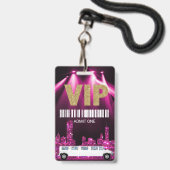 Limo Pass Party Pass, VIP, Sweet 16 glitter Badge (Voorzijde met lanyard)
