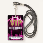 Limo Pass Party Pass, VIP, Sweet 16 glitter Badge (Voorkant met draagriem)