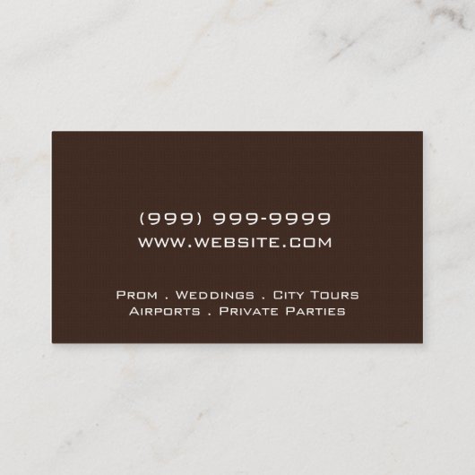 Limo Service Driver, Cab, Taxi Business Card Visitekaartje (Achterkant)