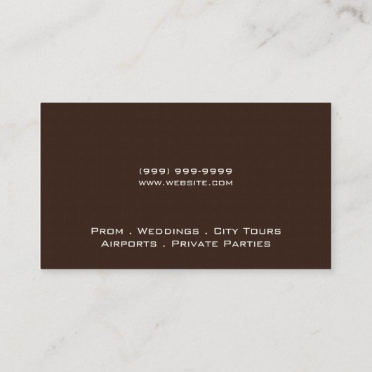 Limo Service Driver, Cab, Taxi Visitekaartje (Achterkant)