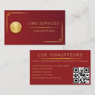 Limo Service Driver, Cabine, Taxi Golden QR Code Visitekaartje