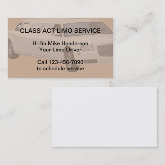 Limo Service Taxi Visitekaartjes (Voorkant / Achterkant)