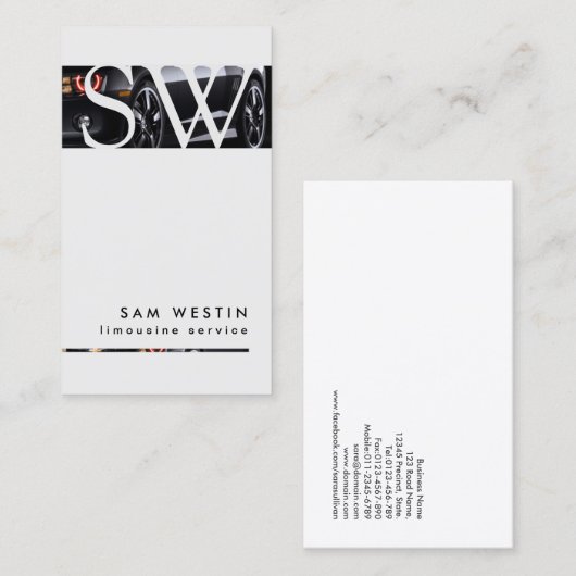 Limo Service Transport Bold Stripe Monogram Visitekaartje (Voorkant / Achterkant)