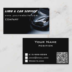 Limo & Taxi Service Elegant Dark Limousine Visitekaartje