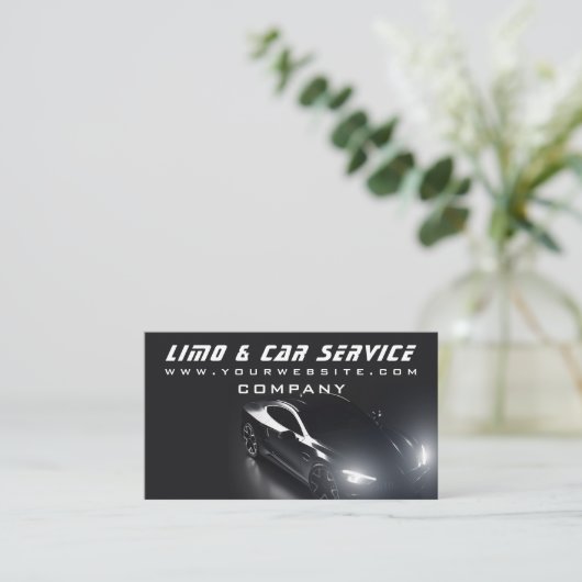 Limo & Taxi Service Elegant Dark Limousine Visitekaartje (Staand voorkant)