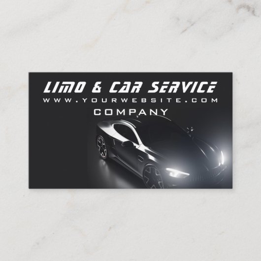 Limo & Taxi Service Elegant Dark Limousine Visitekaartje (Voorkant)