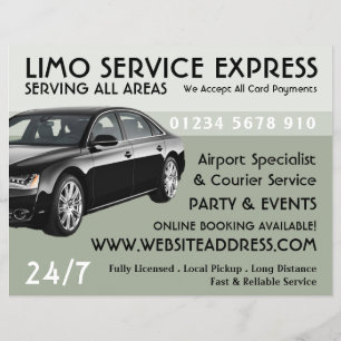 Limo-taxi-service met prijslijst-advertentie flyer