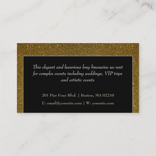 Limo verhuur en chauffeursservice | Luxe glitter Visitekaartje (Achterkant)