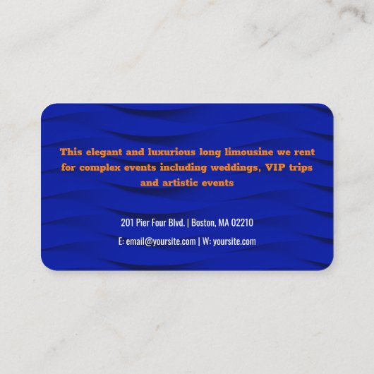 Limo verhuur en chauffeursservice | Luxe Visitekaartje (Achterkant)