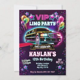 Limo Verjaardagsfeest Uitnodiging voor meisjes
