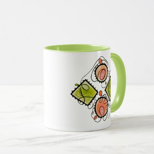 Limoen 11 oz Combo Mok-Random Scribbles Mok (Voorkant rechts)