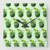 Limoen-a-licious Square Wall Clock Vierkante Klok (Voorkant)