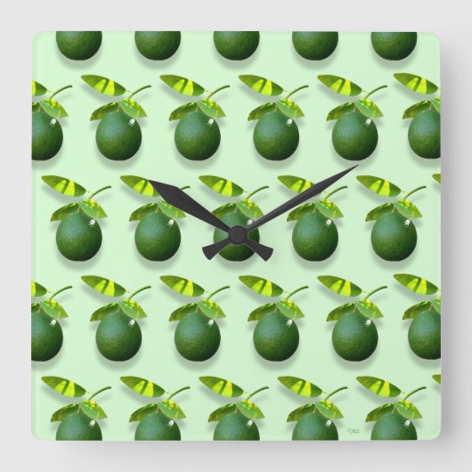 Limoen-a-licious Square Wall Clock Vierkante Klok (Voorkant)