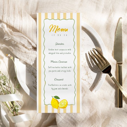 Limoen Afstudeer Menu Kaart Gele Streep Citroen