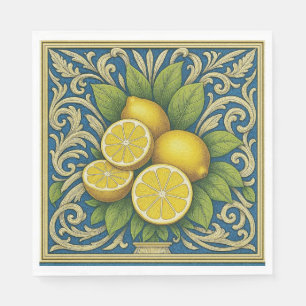 Limoen Amalfi Blauw Mediterrane Art Nouveau Servet