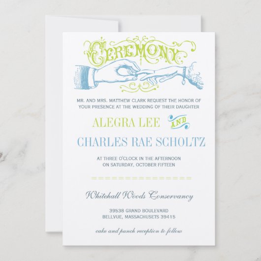 Limoen Aqua Modern Typografie Invite Kaart (Voorkant)