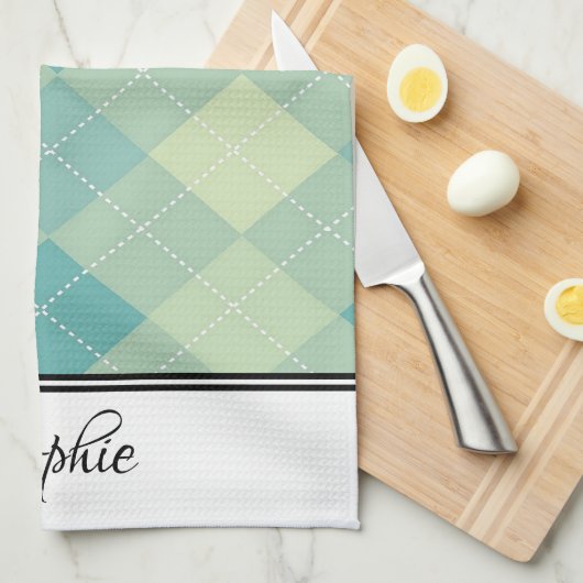 Limoen Argyle gepersonaliseerd Theedoek (Quarter Fold)