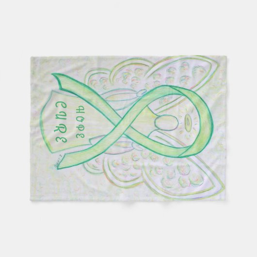 Limoen Awareness Ribbon Hope Cure Angel Blanket Fleece Deken (Voorkant (Horizontaal))