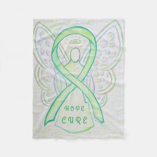Limoen Awareness Ribbon Hope Cure Angel Blanket Fleece Deken (Voorkant)