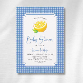 Limoen Baby Blauwe Geruite Baby Shower Kaart