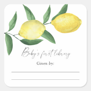 Limoen - Baby Shower-boekenlegger, boeken voor bab Vierkante Sticker
