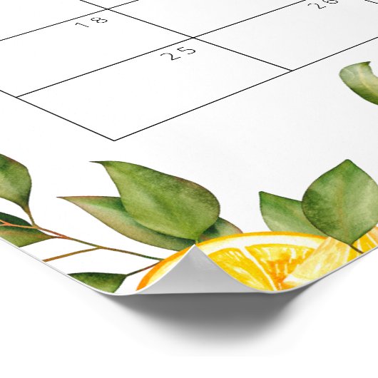 Limoen Baby Shower Raad de Verwachte Datum Kalende Poster (Hoek)