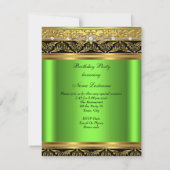 Limoen Birthday Party Elegant Gold Diamond Black Kaart (Achterkant)