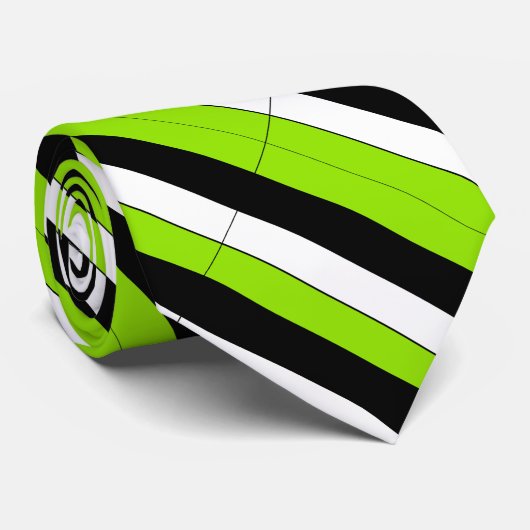 Limoen Black and White University Stripe Stropdas (Opgerold)