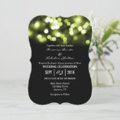 Limoen Black Bokeh Glitter Lights Wedding Invites Kaart (Staand voorkant)