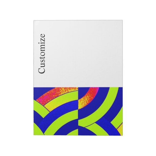 limoen/blauw chique moderne gebogen chevrons notitieblok (Linkerzijde)