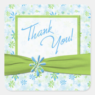 Limoen, blauw, wit, 1,5-inch Sq. Dank je Vierkante Sticker