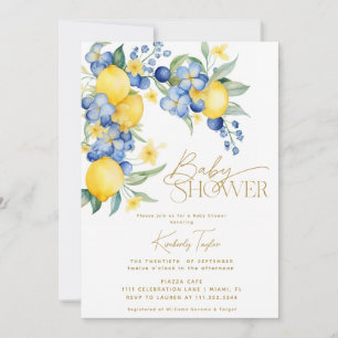 Limoen Blauwe Bloem Italiaanse Baby Shower Kaart
