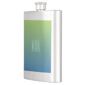 Limoen Blauwe gradiënt aangepaste monogram Heupfles (Links)