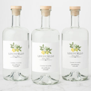 Limoen Bloemige Limoncello Bruiloft Citrus Tuin  Likeurfles Etiket