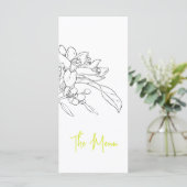 Limoen Blossom schets mono bruiloft Menu (Staand voorkant)